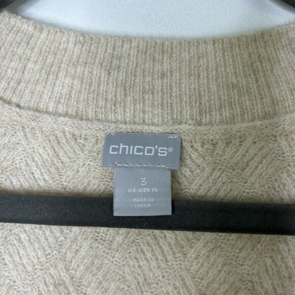 Chicos Tunic Sweater Womens Size 3 US 16 XL Beige Oatmeal Soft Knit - Picture 3 of 9